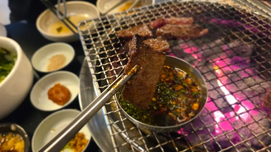 Manong galbisal grilled to about 90% doneness