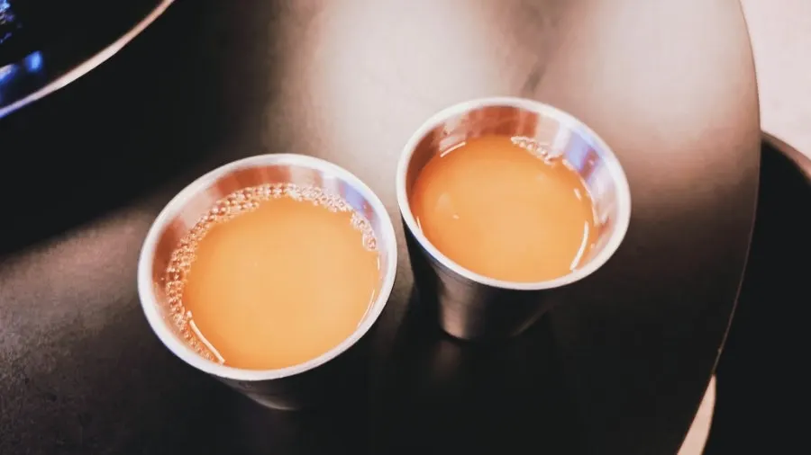 Homemade carrot juice served for dessert