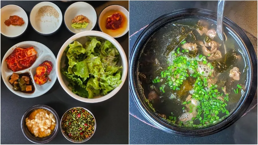 Full spread of basic side dishes at Dolgyeok Hanwoo