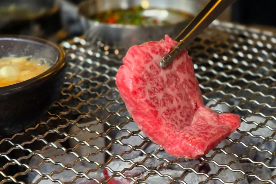 A plate of raw hanwoo galbisal