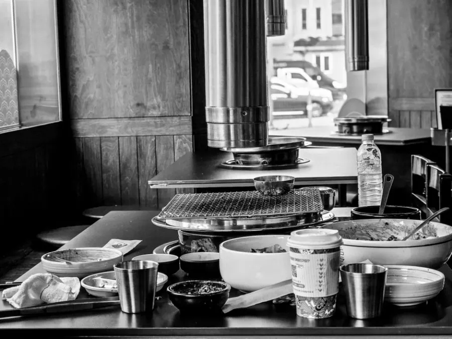 Table at Dolgyeok Hanwoo after finishing the meal
