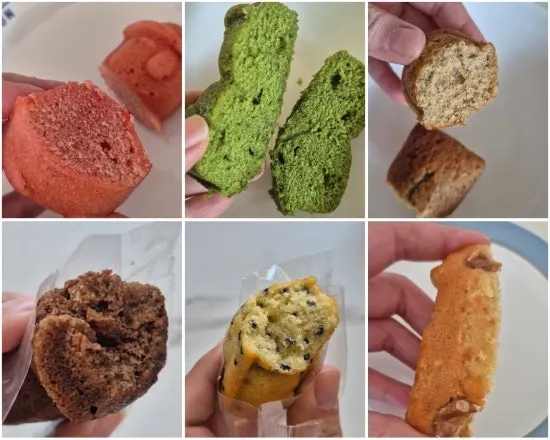 Cross-sections of the Harubangne madeleines tasted by flavor