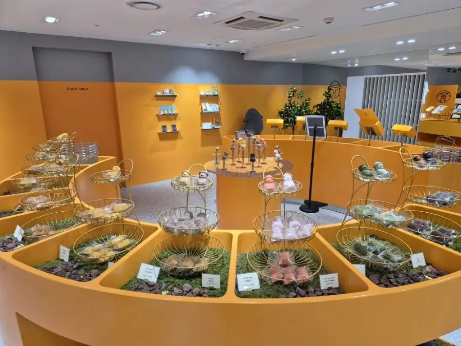 Interior of Today Jeju decorated in orange tones