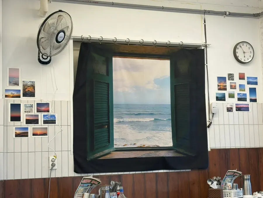 Ocean-themed decor inside the restaurant
