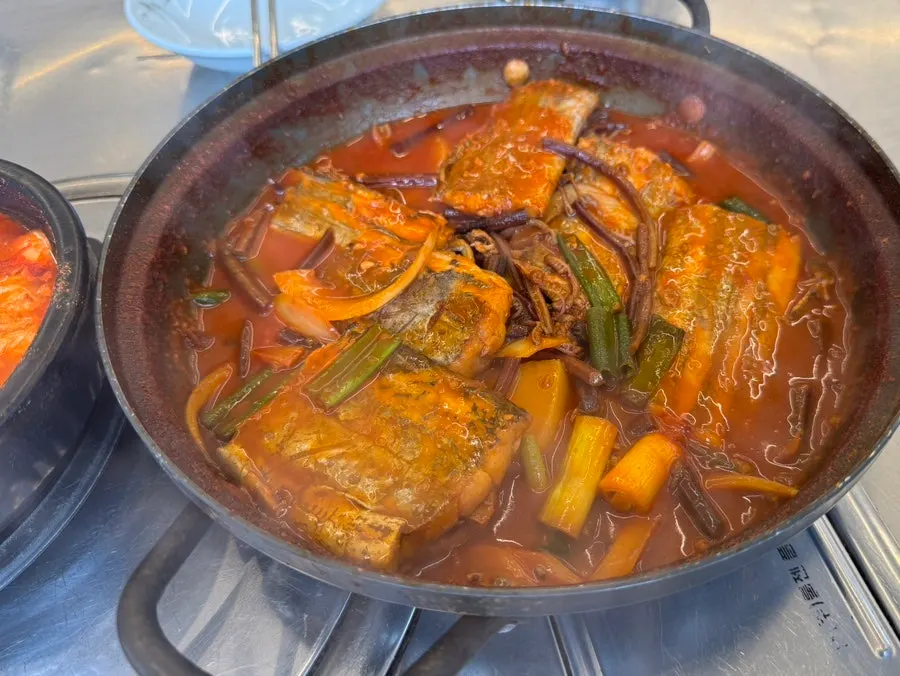 Soft tofu stew bubbling away