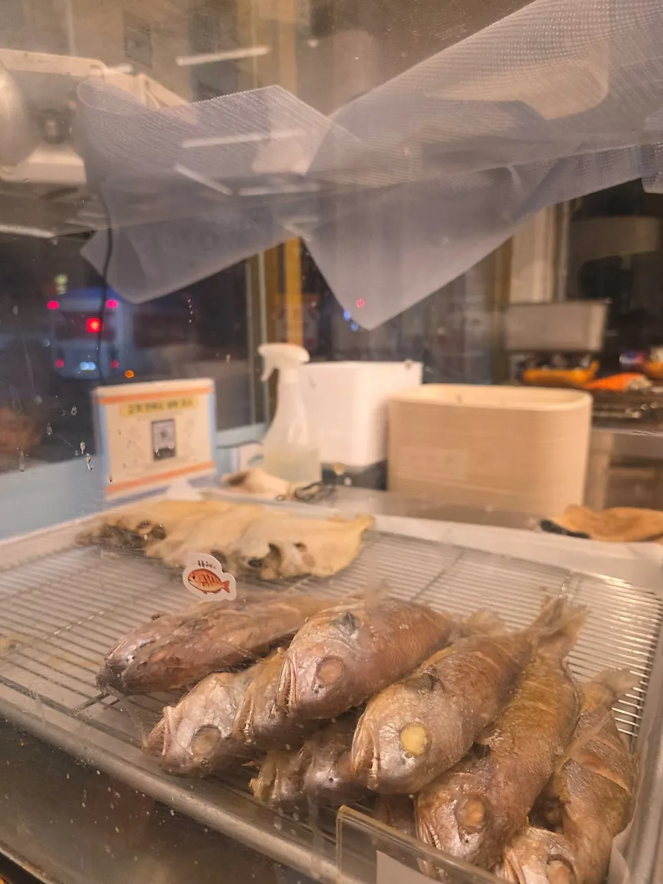 Fish display case near the entrance