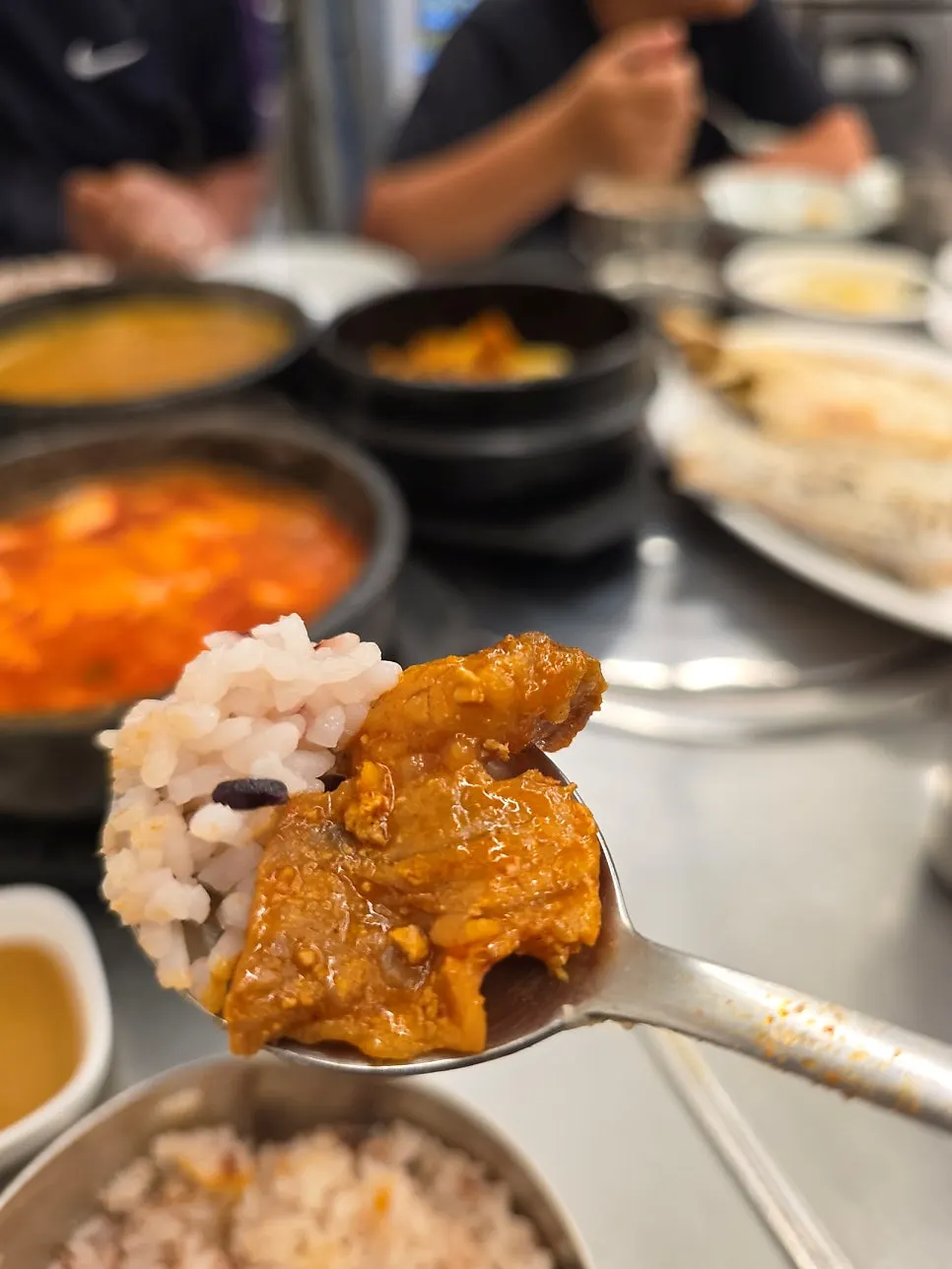 Fish flakes placed over rice