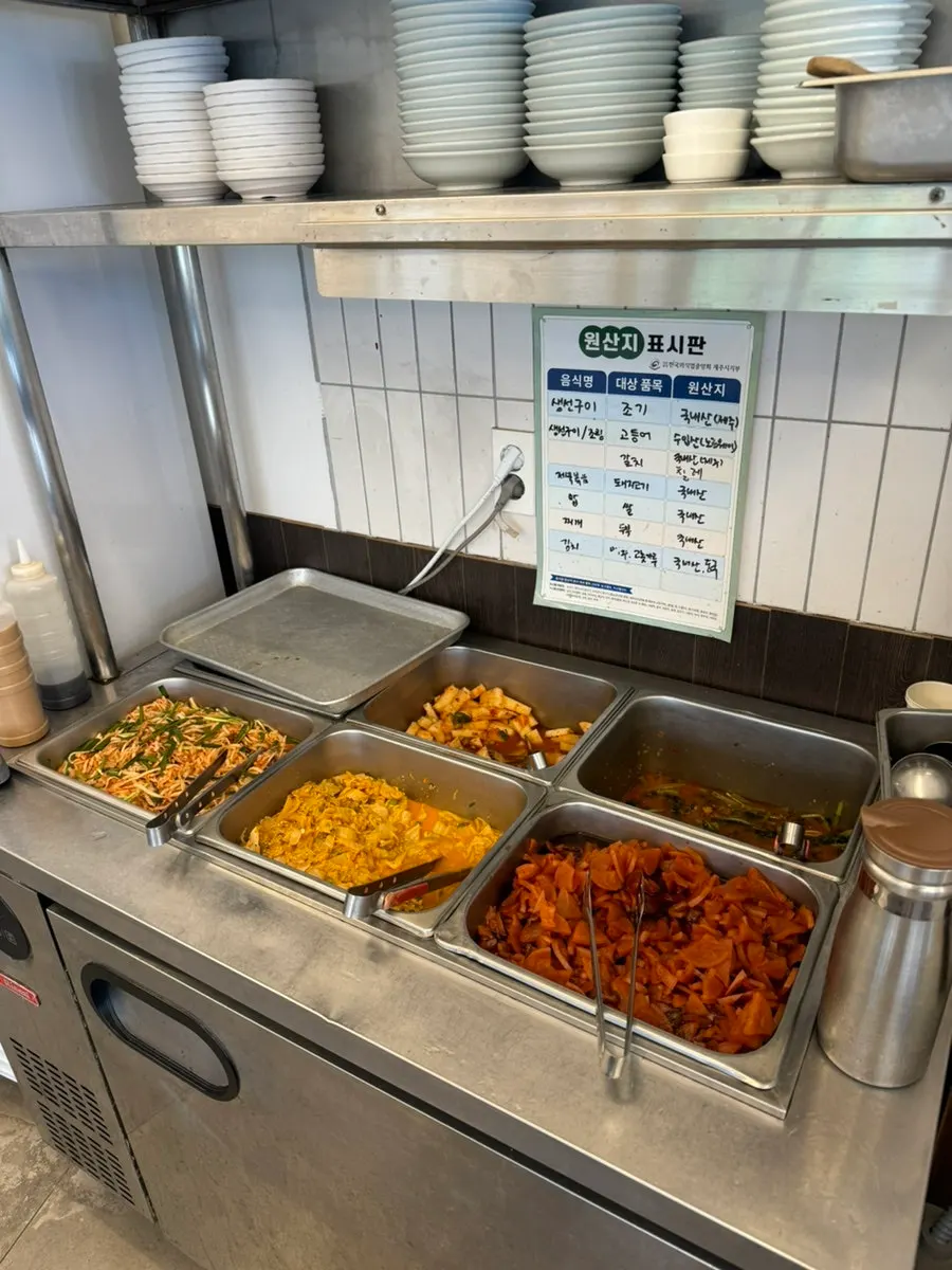 Restaurant interior with a lush green view through the window