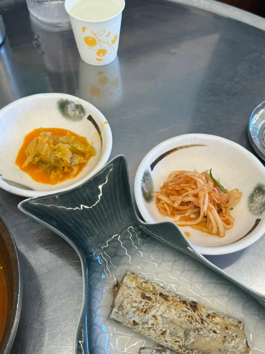 Banchan arranged as part of the full meal