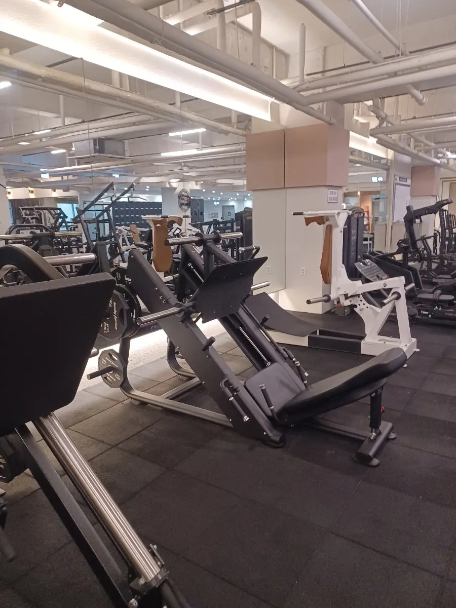 Weights zone with lower-body equipment