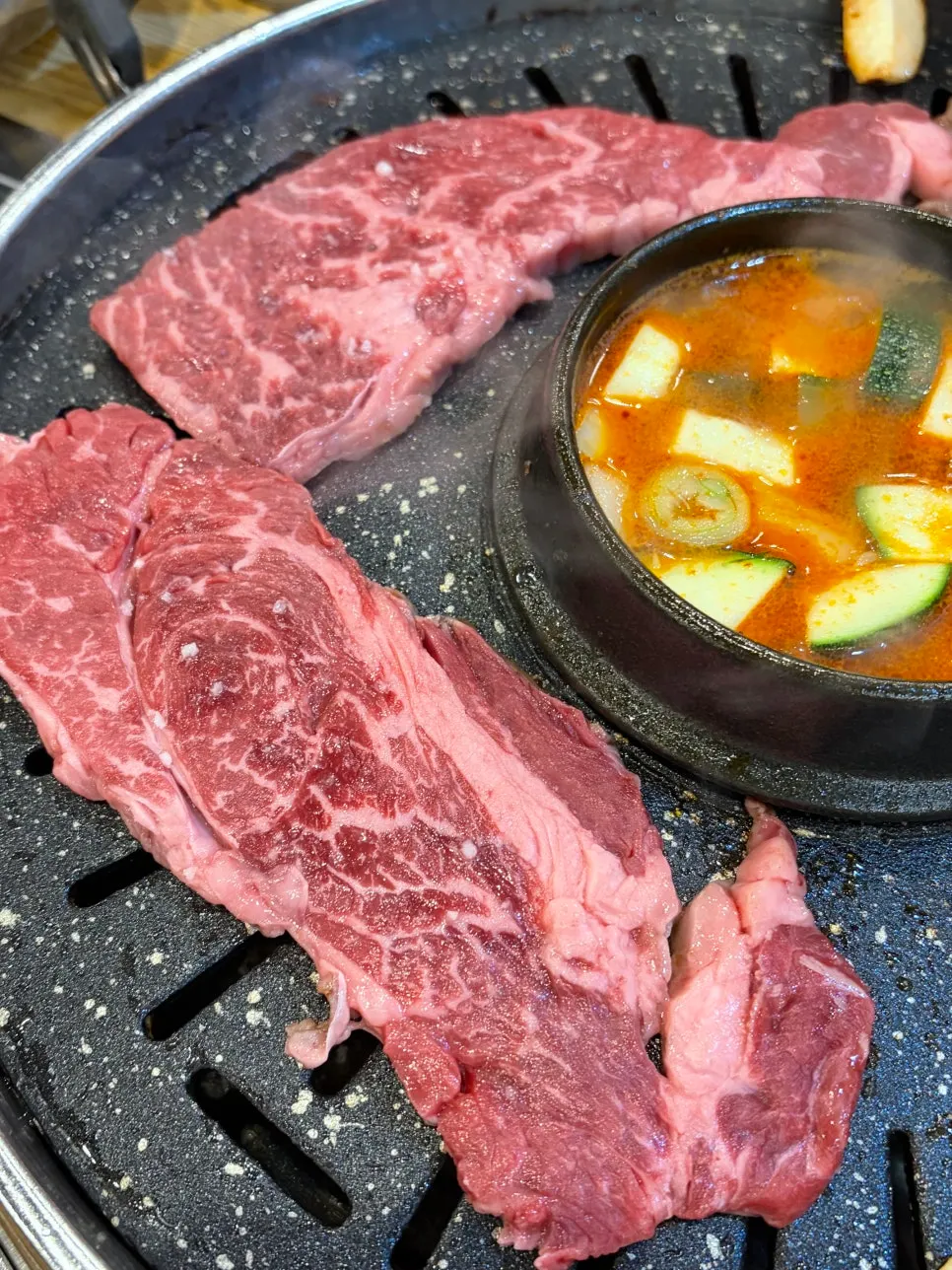 Grill finished off with beef belly