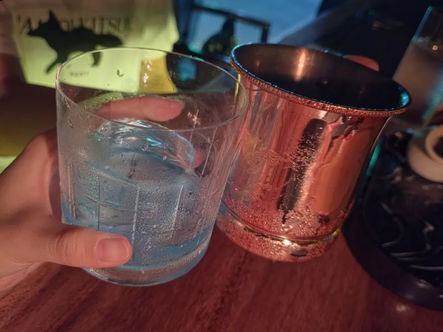 Slightly melted vodka ice cream dessert