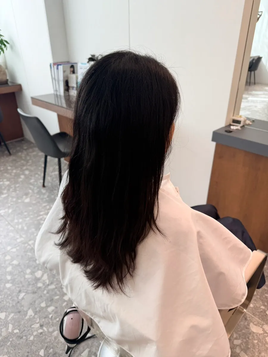 Voluminous bob after straightening