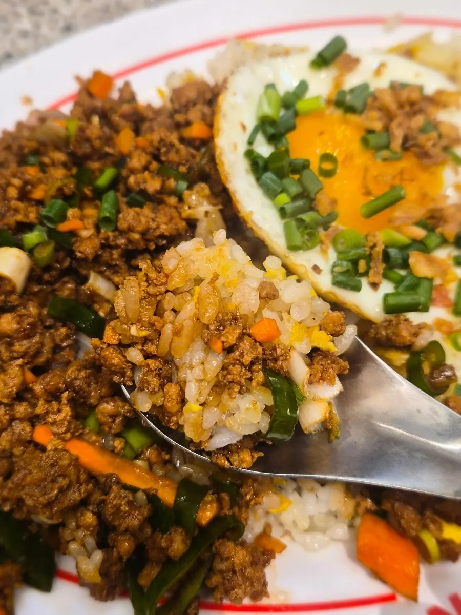 Kkamon fried rice ordered alongside