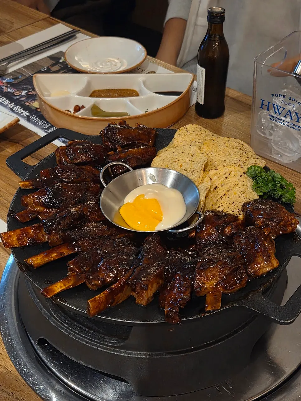 Lamb rib BBQ 3-person set table spread
