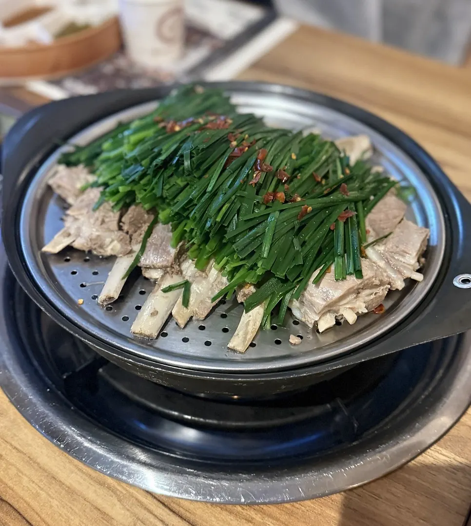 Boiled lamb rib served on a plate