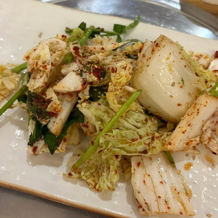 Refreshing fresh kimchi salad served as a side dish