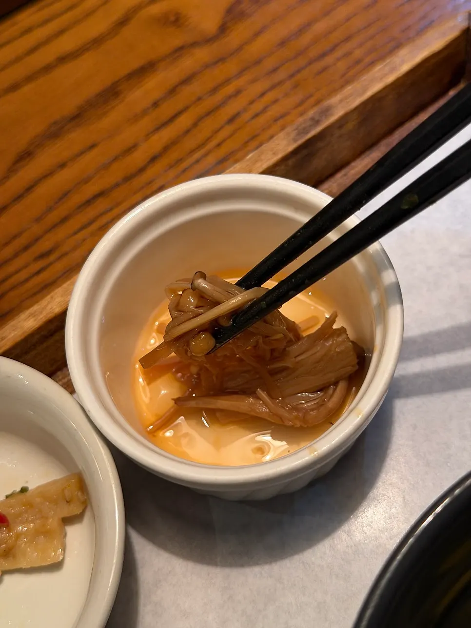 Soy-based braised enoki mushroom banchan