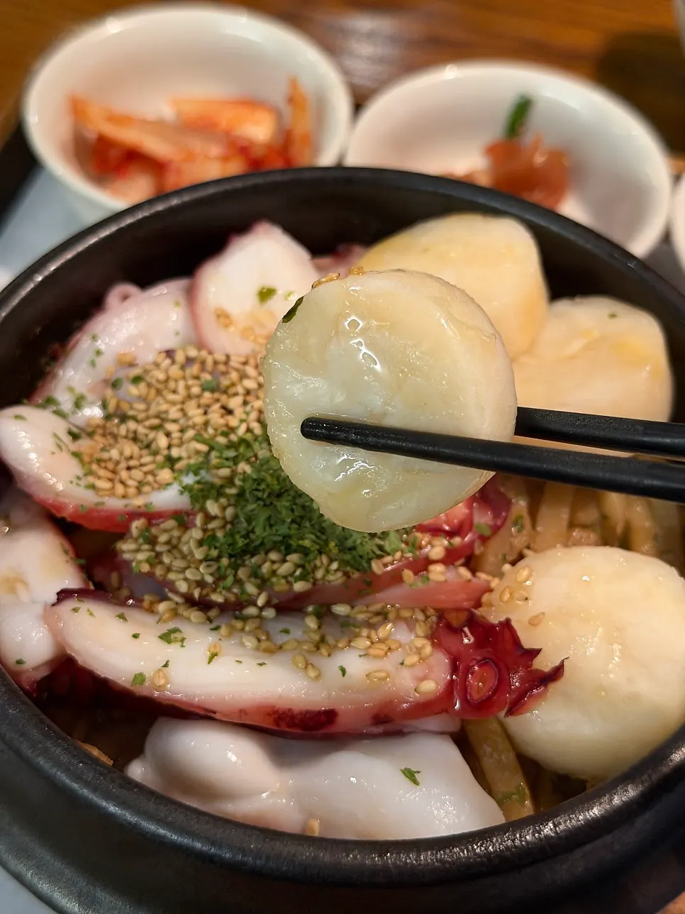 A thick slice of octopus leg