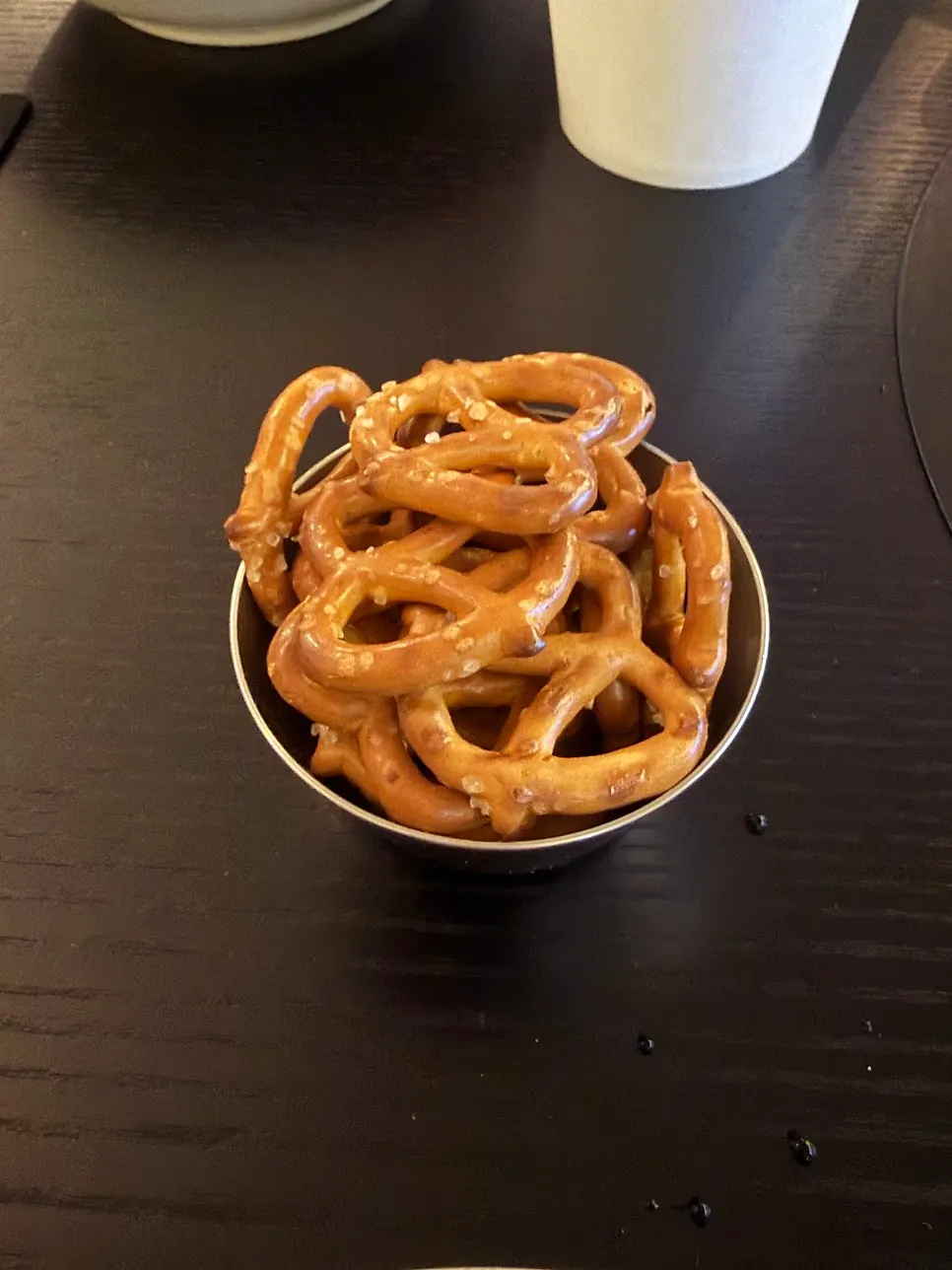 Complimentary pretzels at Bacha Jeongja