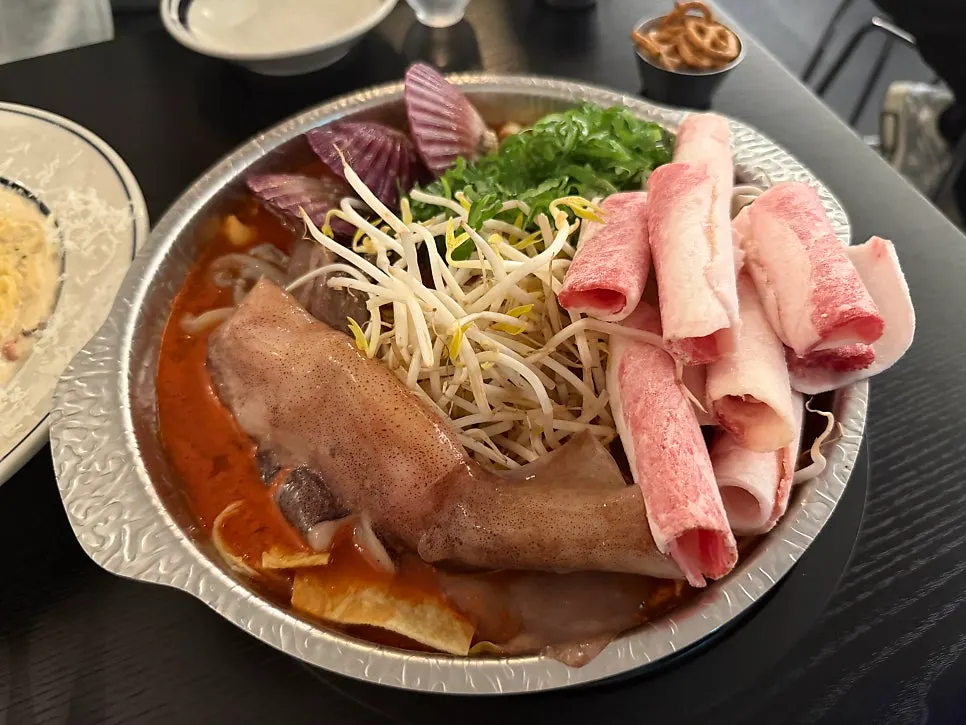 Instant beef brisket seafood jjim at Bacha Jeongja