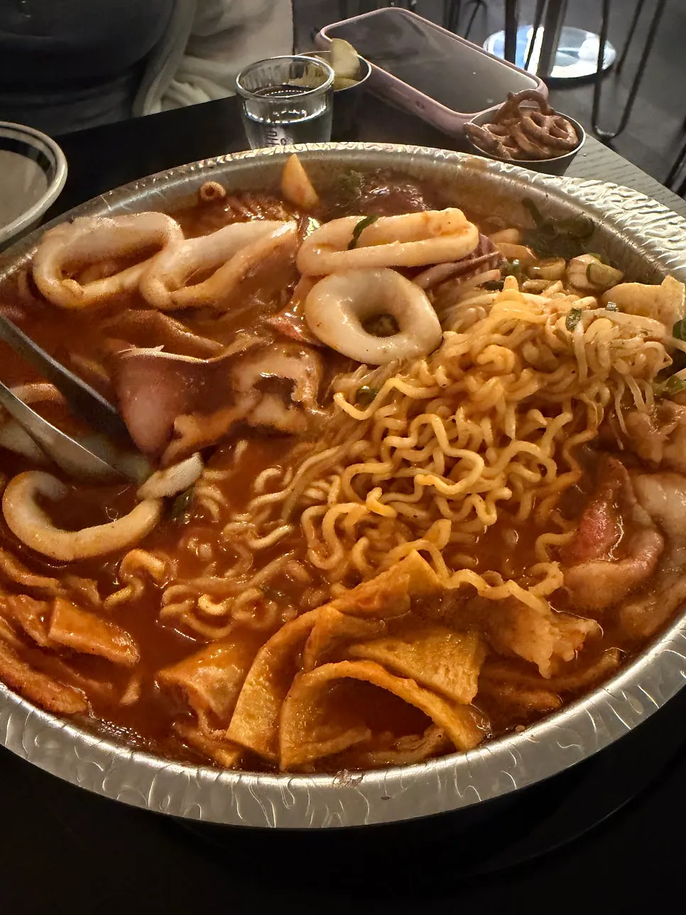 Cut whole squid in seafood jjim