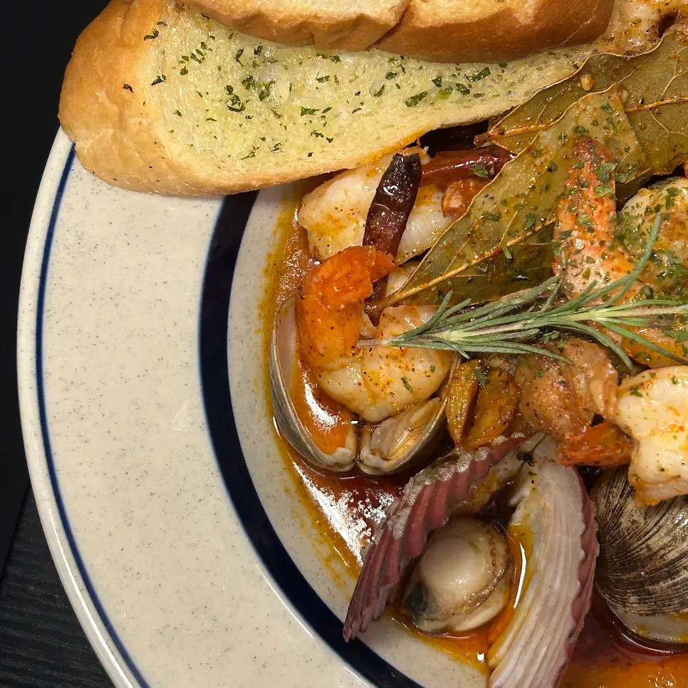Red gambas with shrimp, squid, and clams