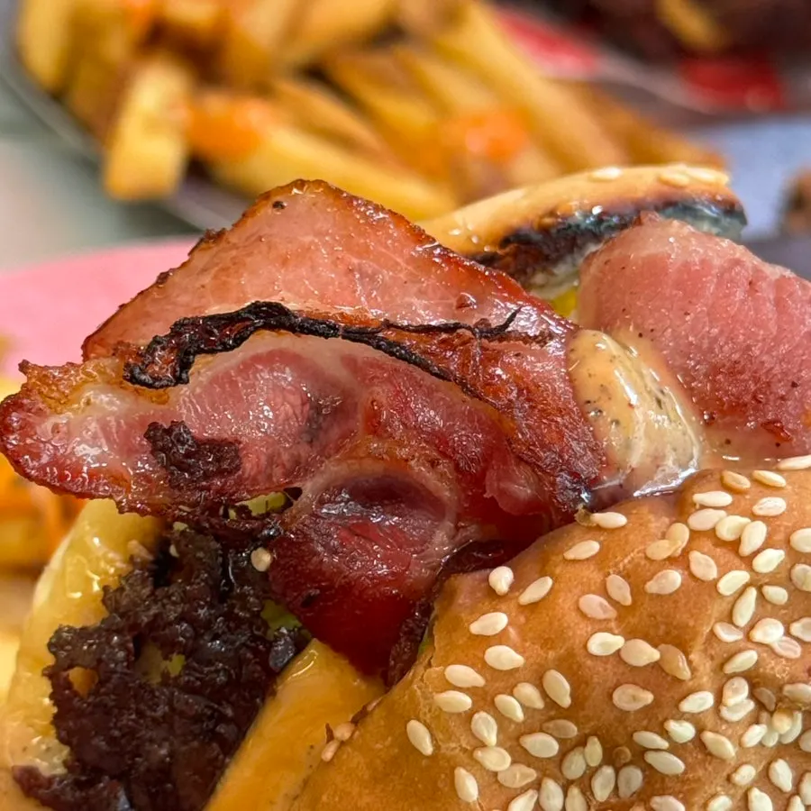 Avocado burger and double cheeseburger
