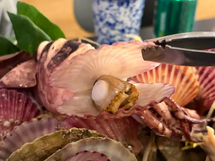Close-up of the seafood inside the jjim