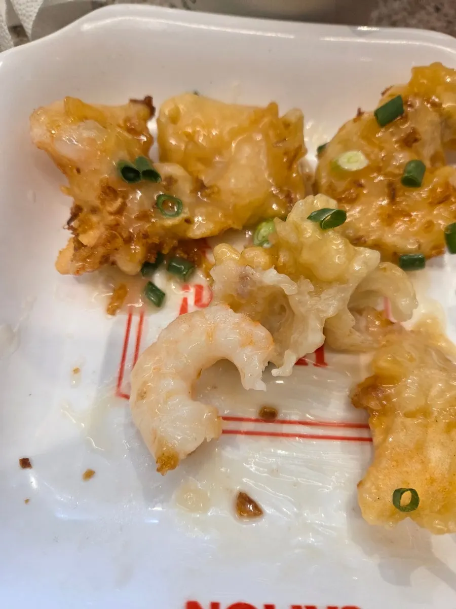 Cream shrimp served alongside the pho