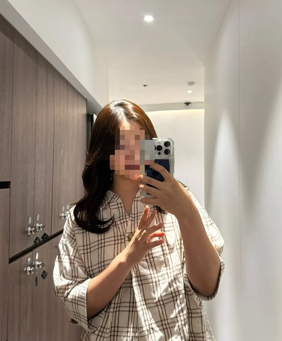 Locker-room selfie after the CS layered perm