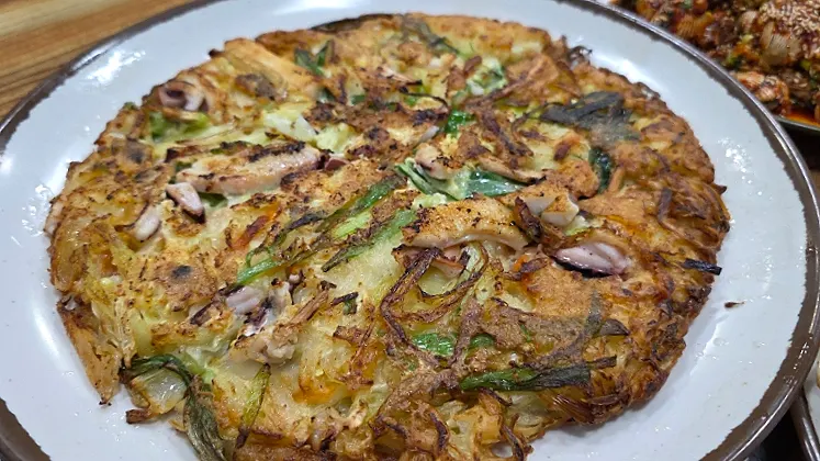 Seafood pancake loaded with squid