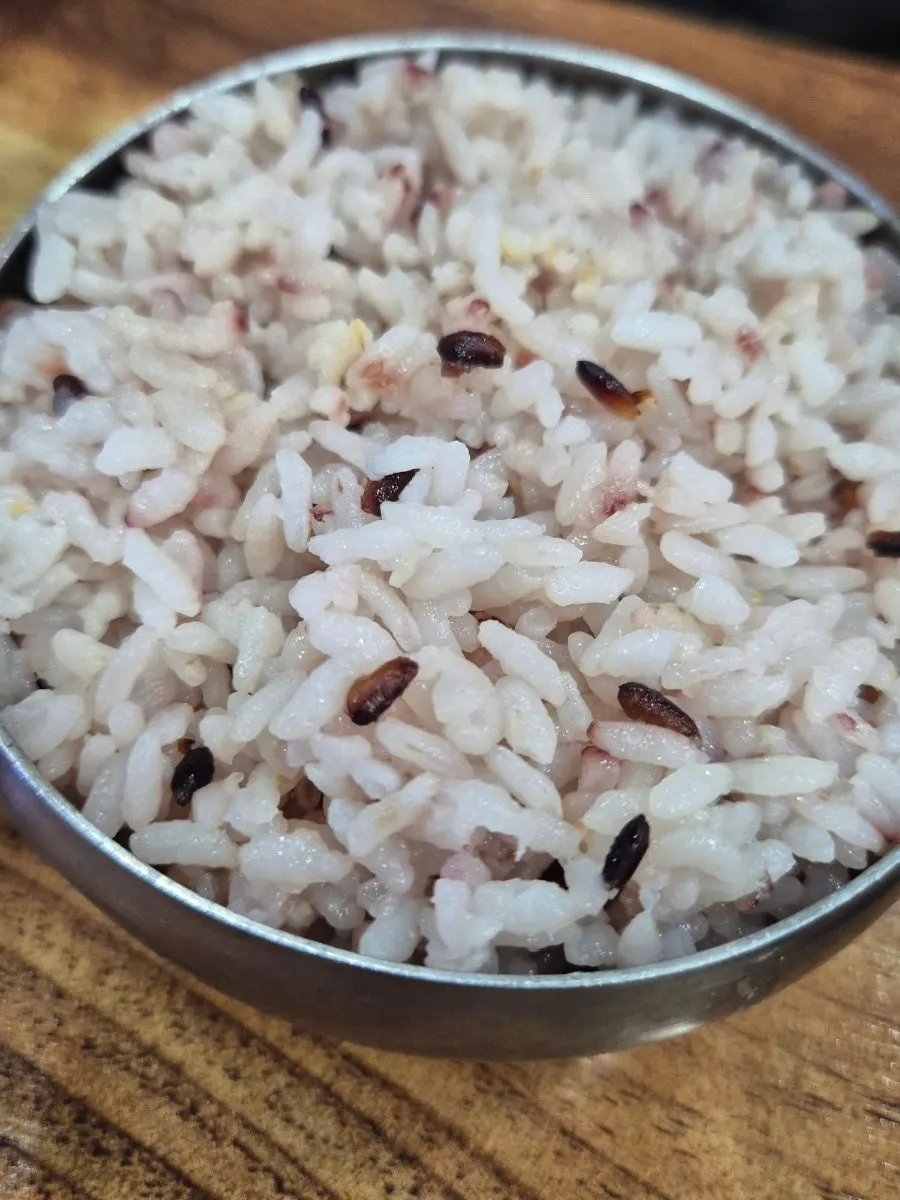 A rice bowl heaped full