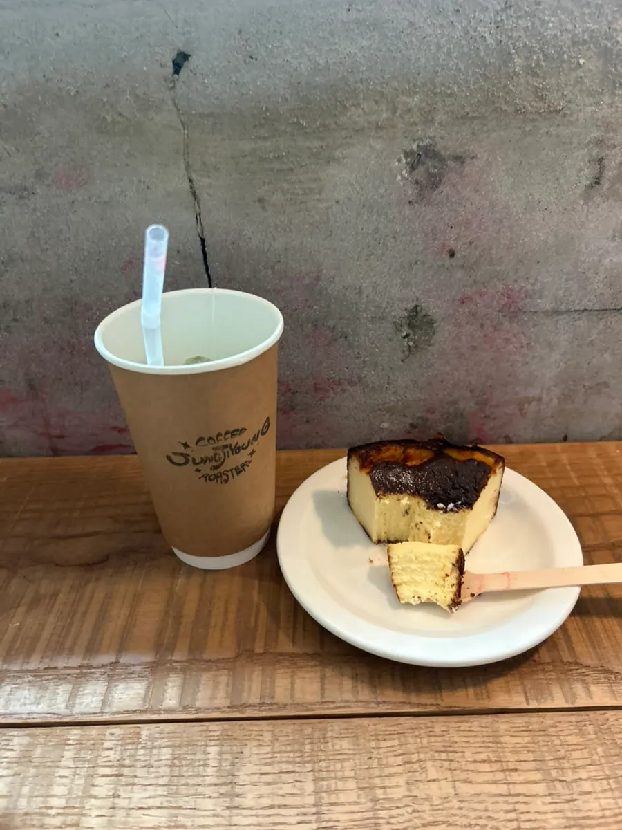 Plate of Basque cheesecake eaten down to the last bite