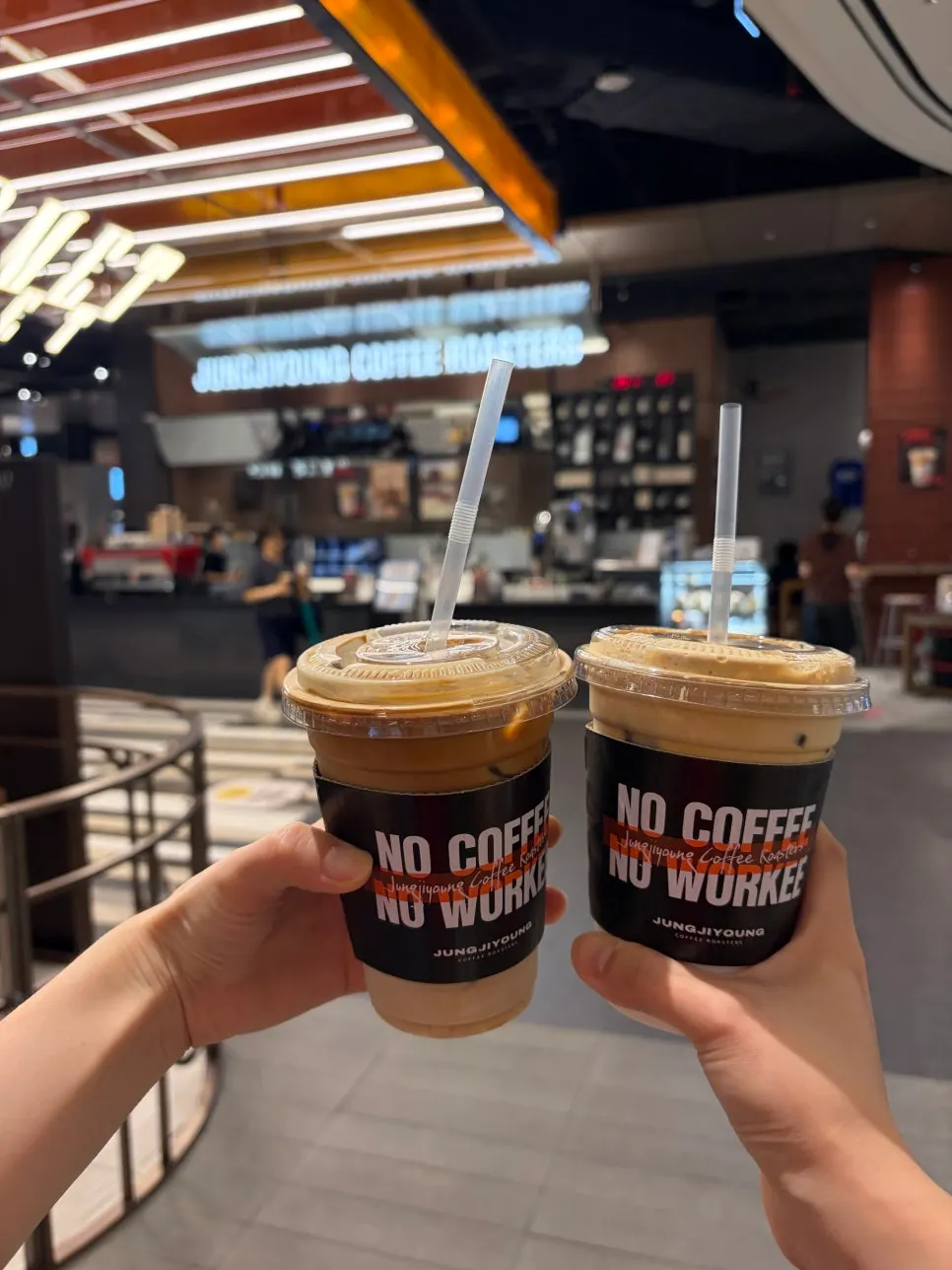 Café MD merchandise displayed on one side of the store