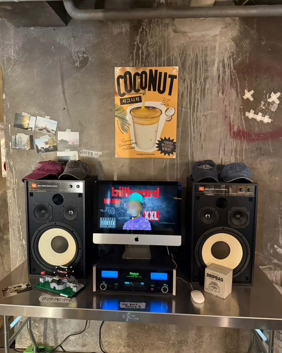 Interior with coconut coffee signage visible