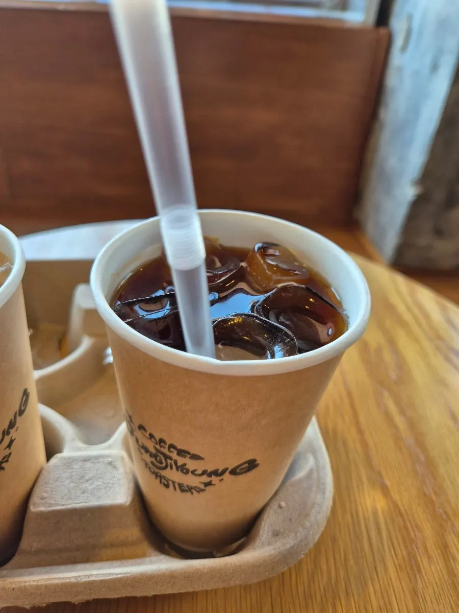 Iced Americano glass full of ice