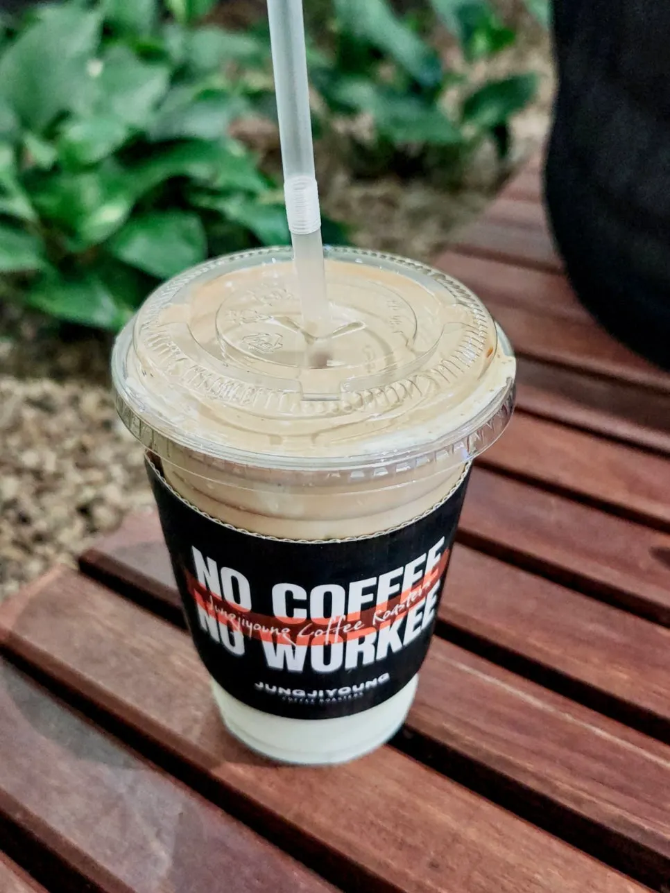 Cross-section of the espresso and coconut blended drink