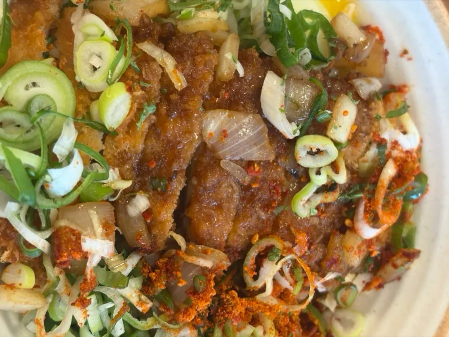 Full bowl of donkatsu don