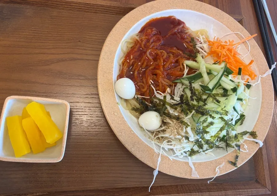 Donkatsu don served with side dishes