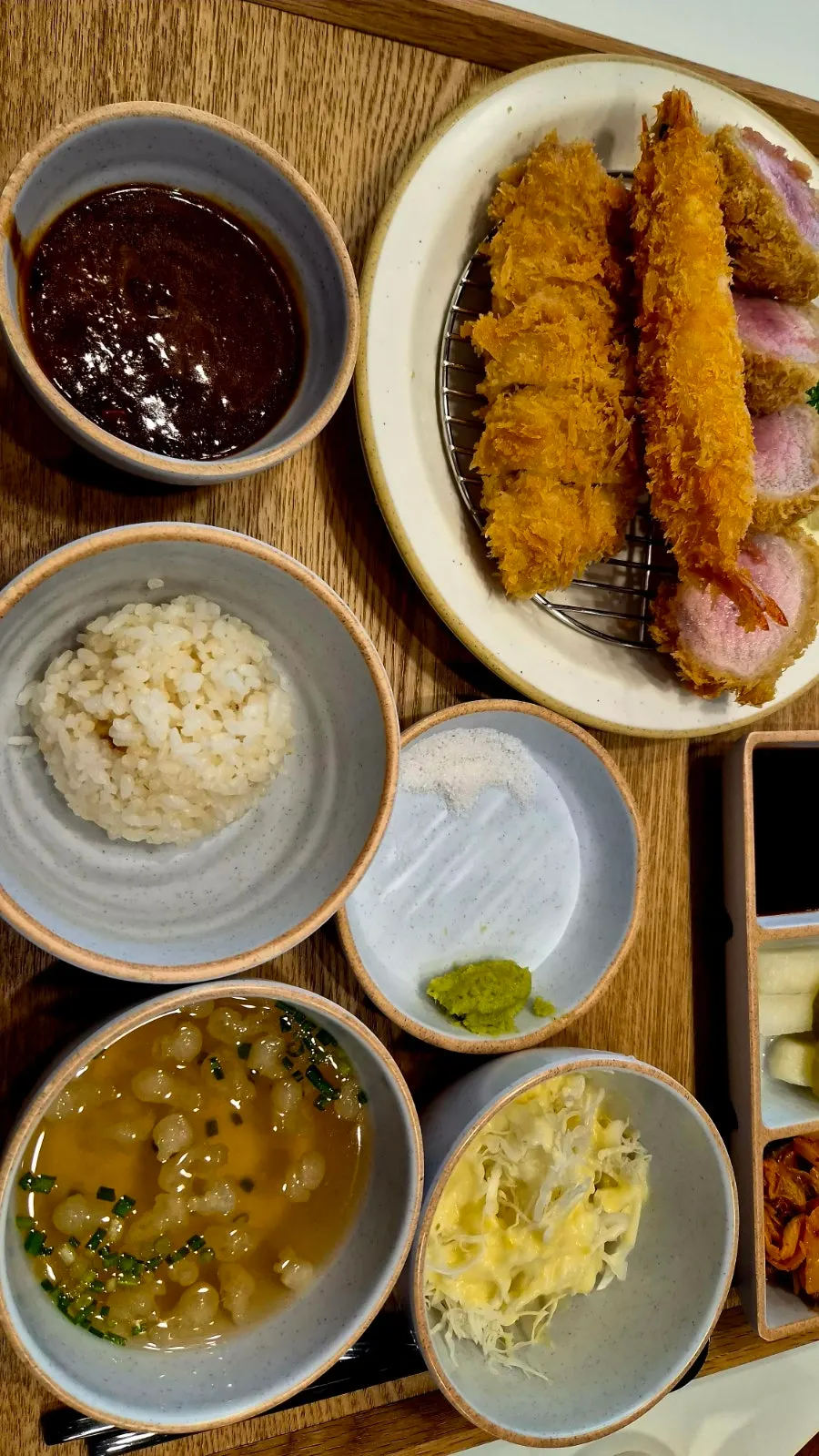 Mixed katsu plating served with salad