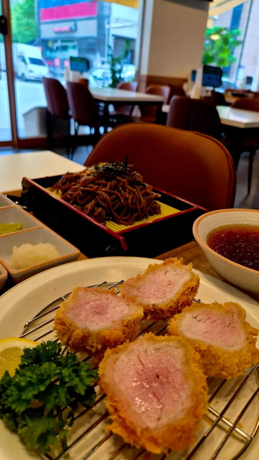 Fillet katsu with a soft-looking cross section