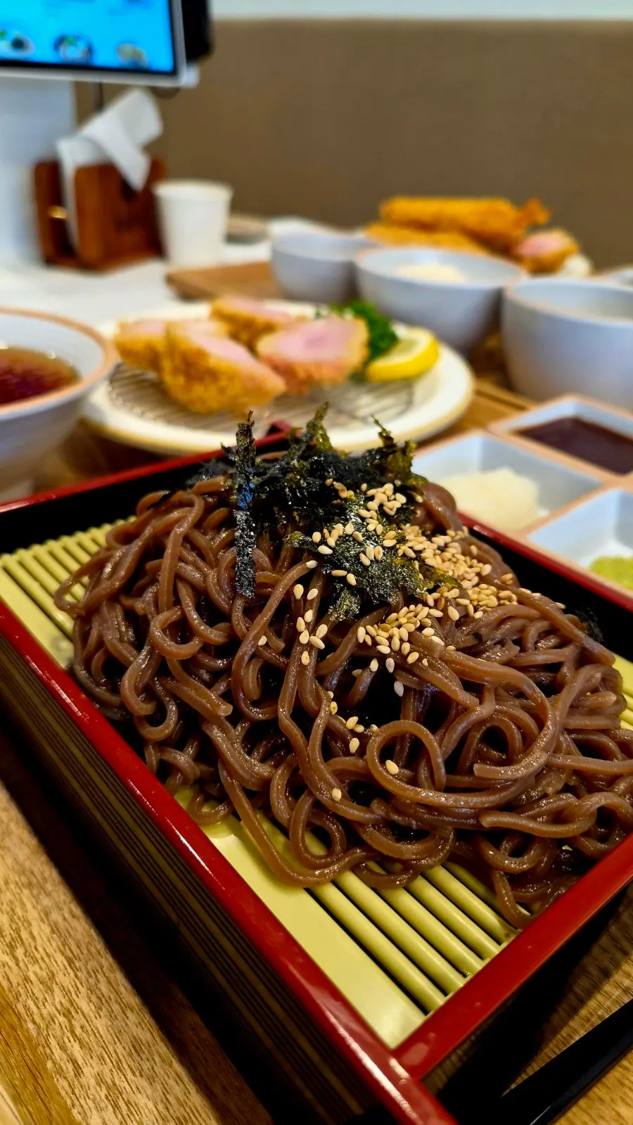 Cold soba broth and noodles