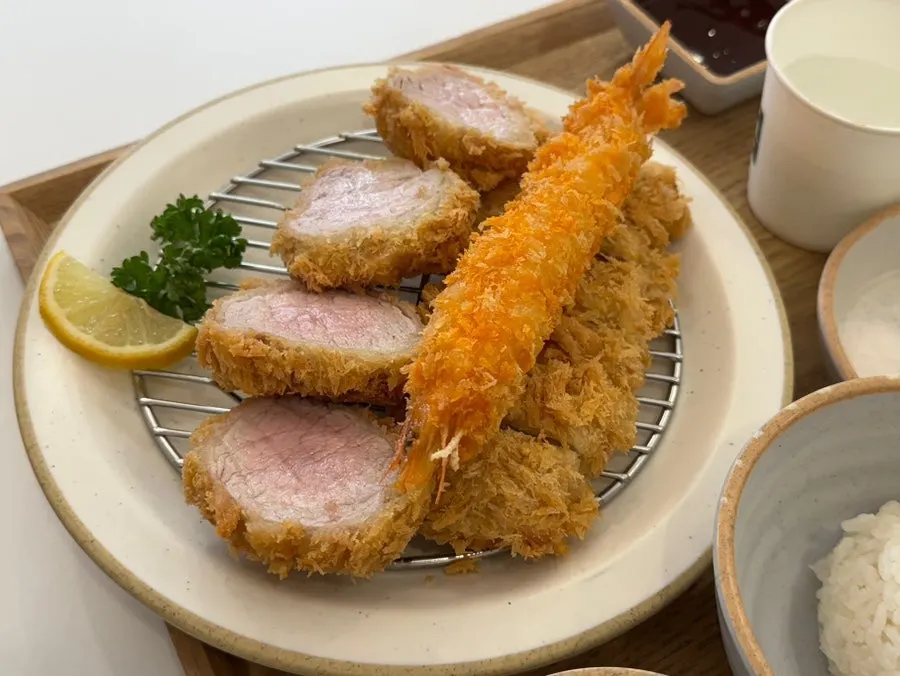 Close-up of crispy katsu cross-section