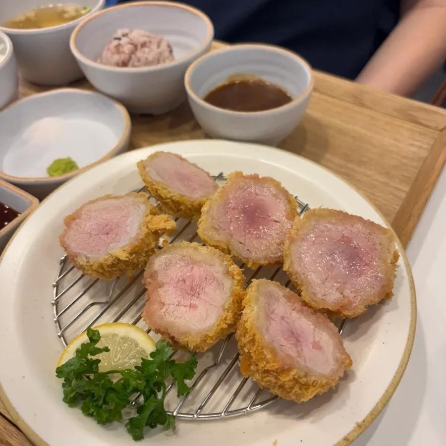 Cross-section of fillet katsu showing juiciness