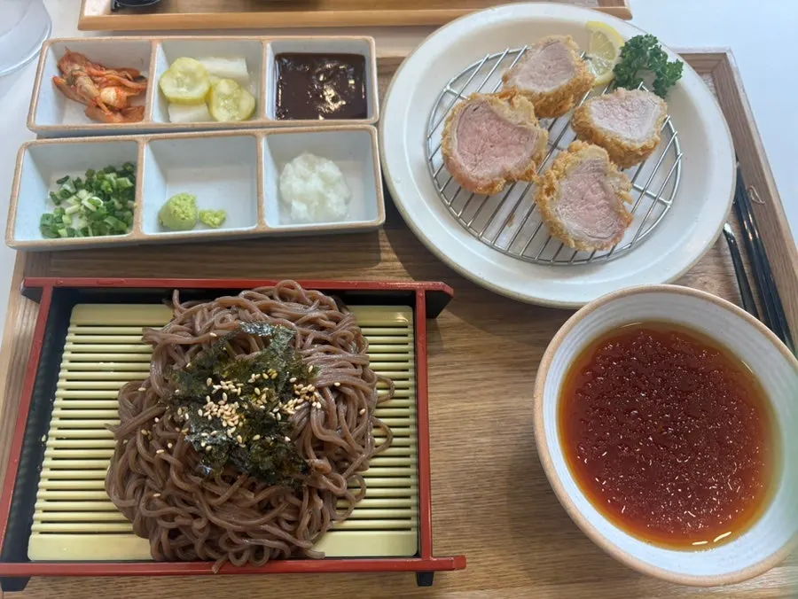 Set menu with hire katsu and soba served together