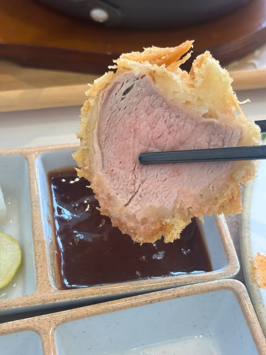 A plate of crispy fried hire katsu