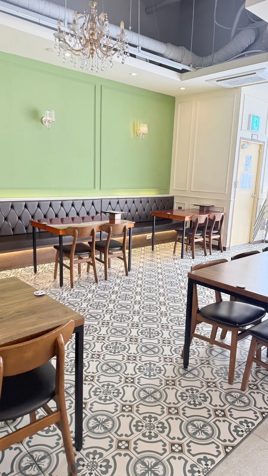 Seating with generous table spacing