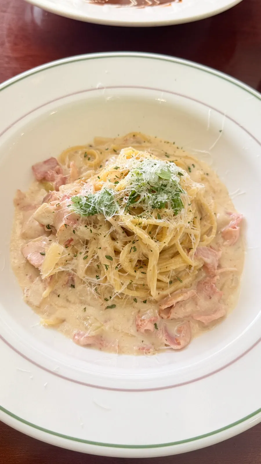 Bacon cream pasta with thick sauce