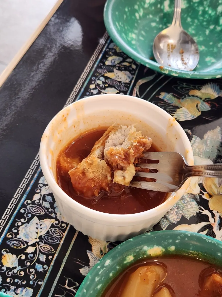 Cross-section of the crispy cheese pork cutlet